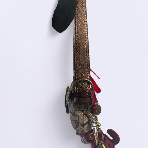 🤎 2005 Vintage Y2K Coach Signature Sufflette Soho Snakeskin Copper Buckle Bag - Picture 5 of 7